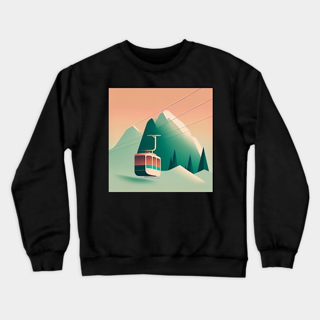 Mountain Ski Gondola illustration Crewneck Sweatshirt by Danielleroyer